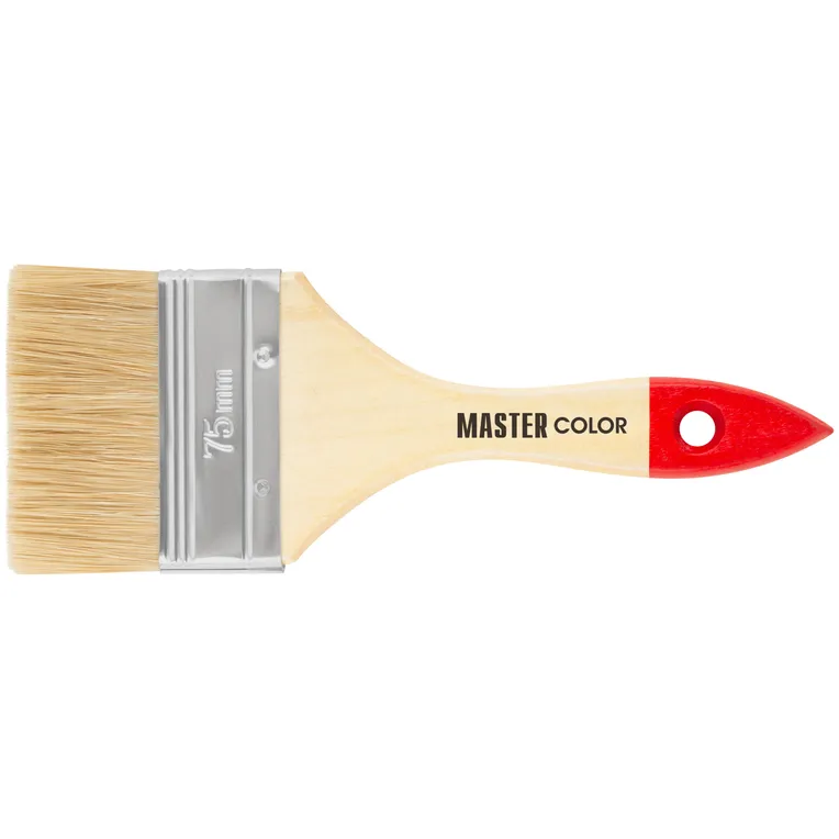 Кисть флейцевая, натур. щетина, 55% топс, лакиров.ручка, ширина 75 мм MASTER COLOR 30-0015