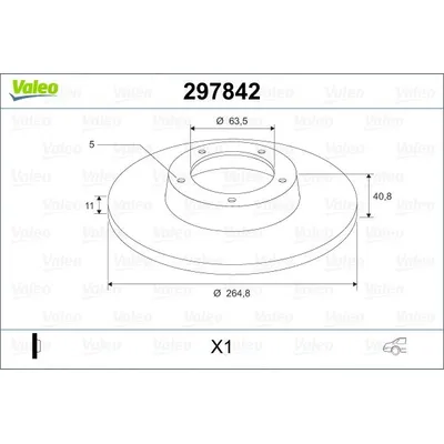 Диск тормозной задний VALEO 297 842