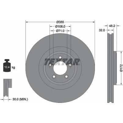 Диск тормозной передний с покрытием PRO+ JAGUAR F-TYPE/S-TYPE/XF/XJ/XK TEXTAR 92186305
