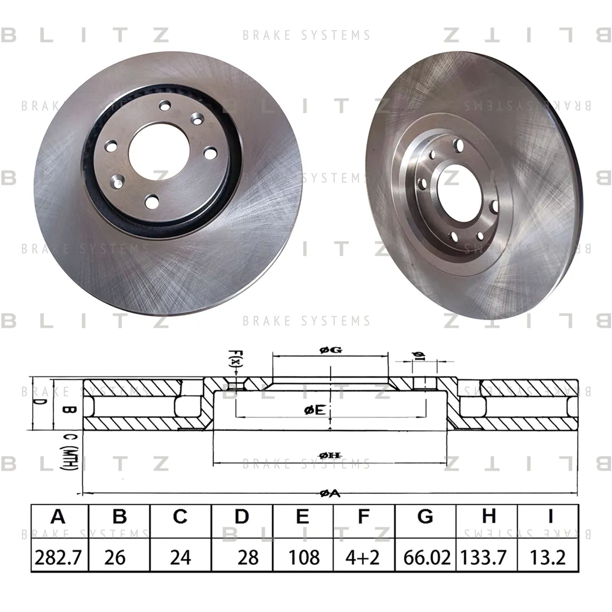 Диск тормозной передний вентилируемый CITROEN XANTIA 95-03, PEUGEOT 406 95-04 BLITZ BS0693