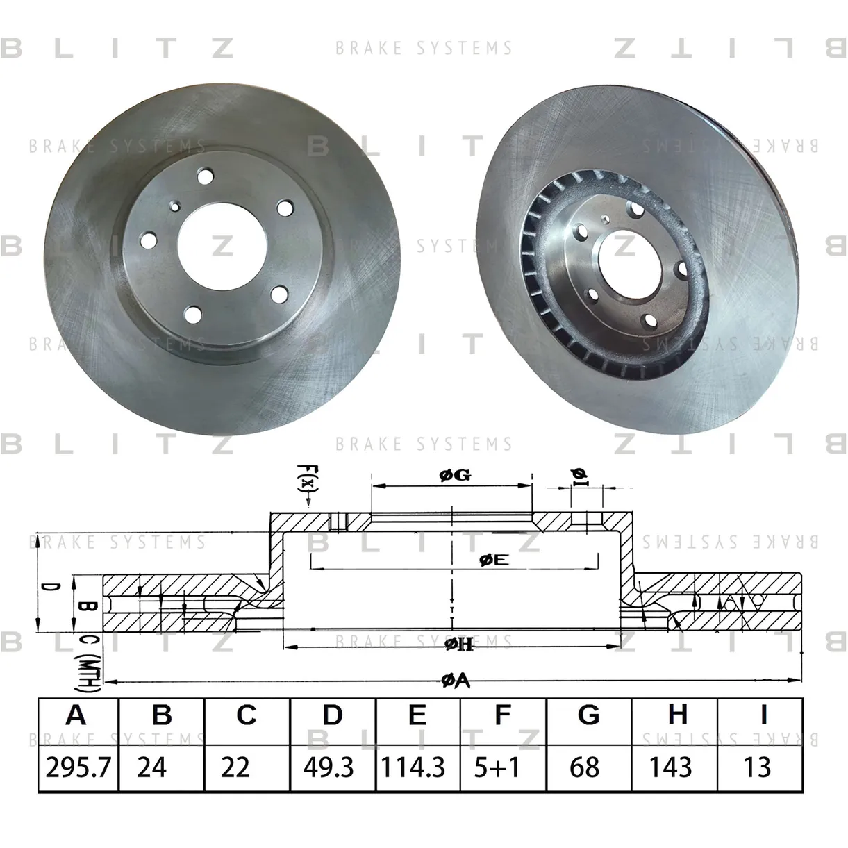 Диск тормозной передний вентилируемый NISSAN 350 Z(Z33) 03->/TEANA II (J32) 08->,INFINIT BLITZ BS0654