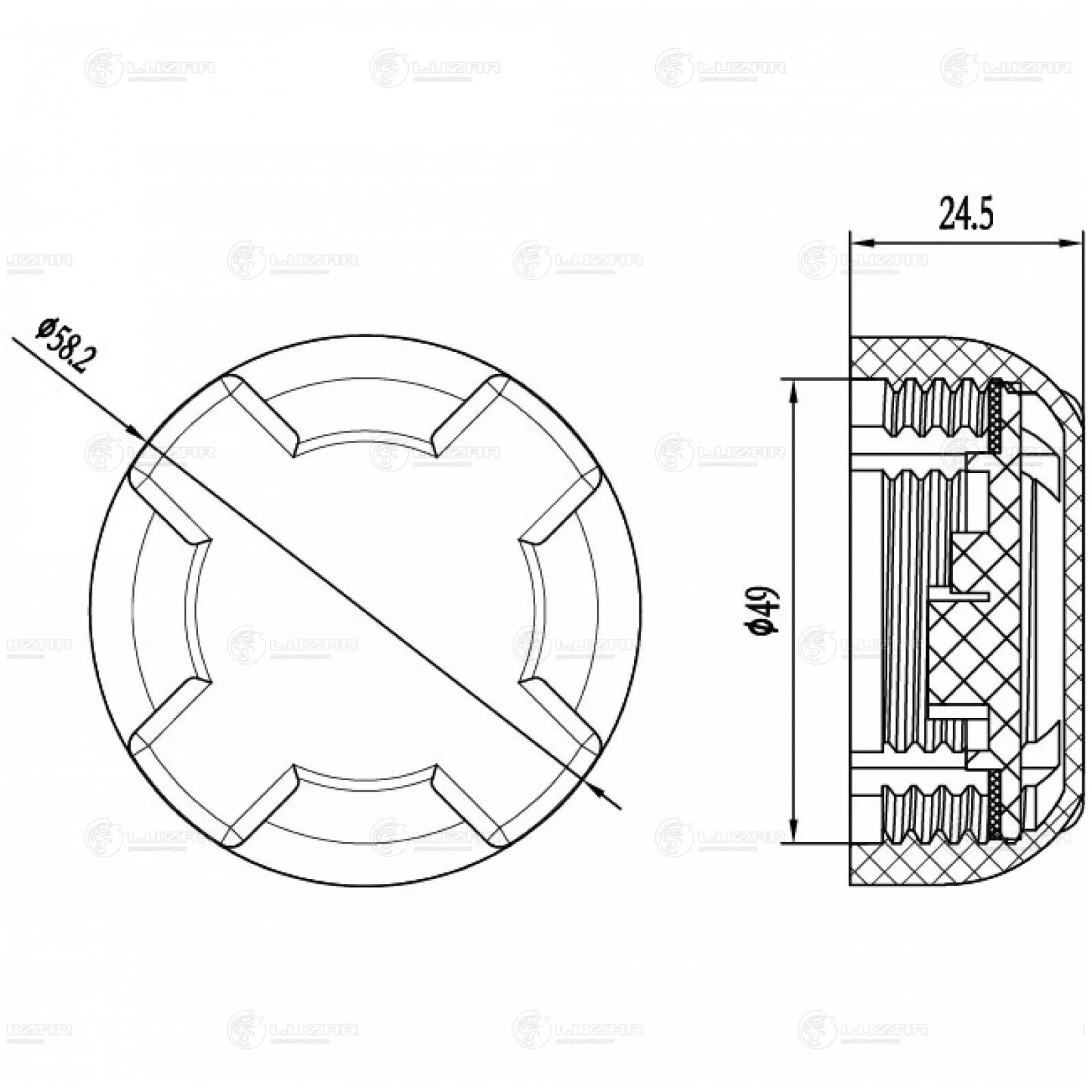 Крышка (пробка) расш. бачка для КАМАЗ 5490 (13-)/Mercedes-Benz Axor (01-) 1.0bar LUZAR LL 1506