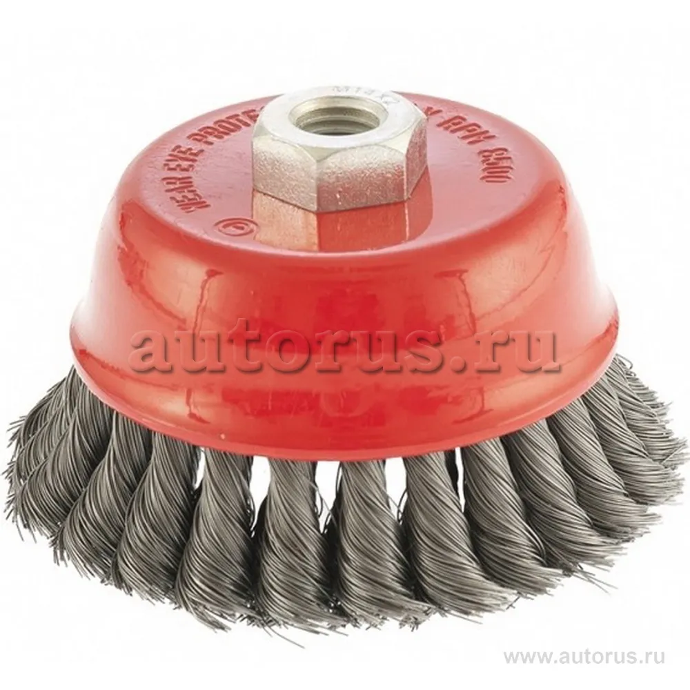 Щетка для УШМ, 75 мм, М14, чашка, крученая проволока 0.8 мм MATRIX 74622