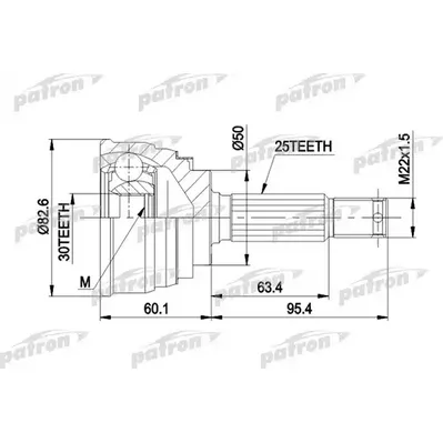 ШРУС наружн к-кт 25x50x30 MITSUBISHI: LANCER 88-93 PATRON PCV1191