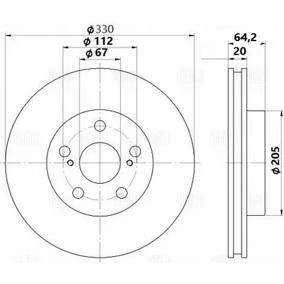 Диск тормозной задний правый для а/м BMW 3 (G20) (18-)/5 (G30) (16-) D=330 TRIALLI DF 240113