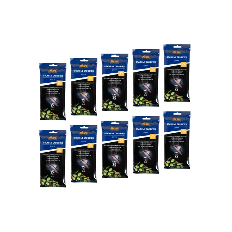 Влажные салфетки для рук с маслом оливы (компл 10шт) KRAFT KT834017
