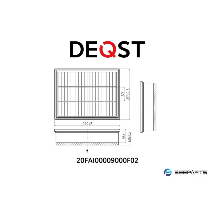 Фильтр воздушный VW TRANSPORTER IV c 90-03, TRANSPORTER IV 90-03, T DEQST 20FAI00009000