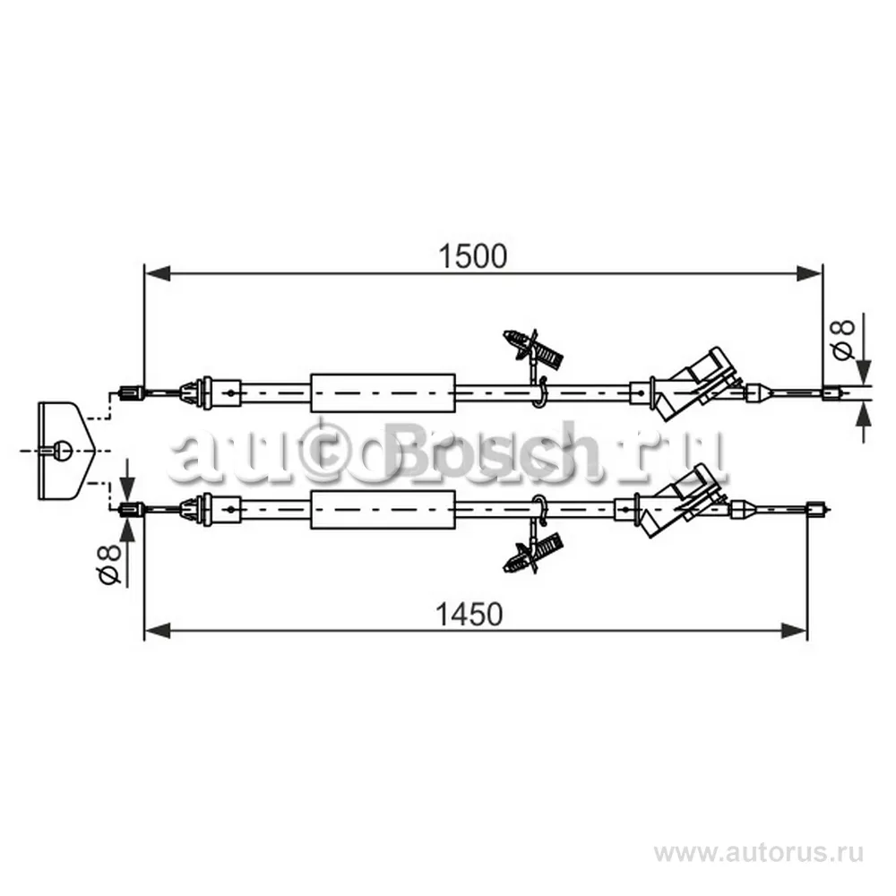Трос ручного тормоза FORD FOCUS 14401490 мм