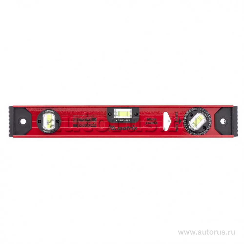 Уровень алюминиевый Рельс, 400 мм, 3 глазка, усиленный MATRIX 34004
