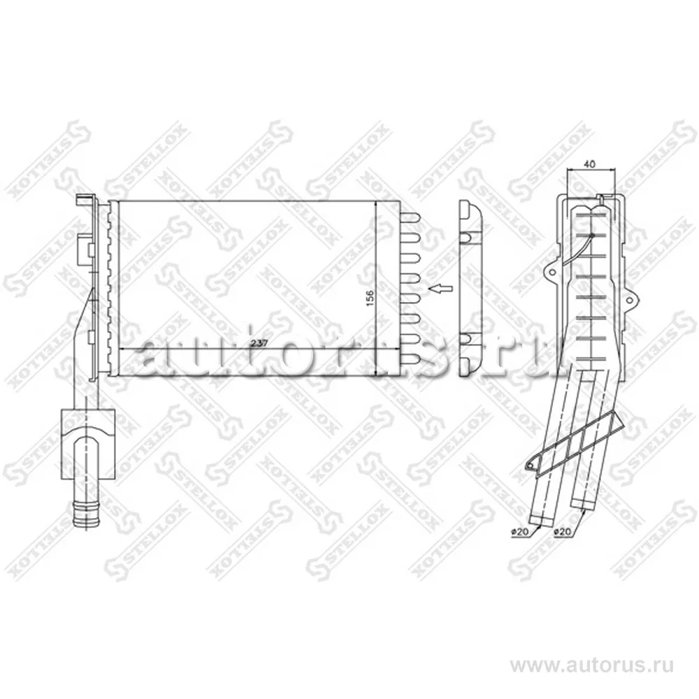 Радиатор печкиRenault R21 1.7-2.1TD 86 STELLOX 1035061_SX