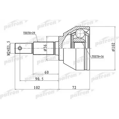ШРУС наружн Nissan: Qashqai/X-Trail 2.0DCi 07> PATRON PCV1698
