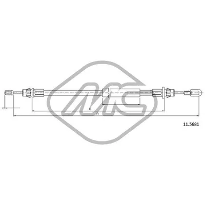Трос ручника FRD TRANSIT ALL RWD CAB SERIE 2.3 DX-RH Metalcaucho 81856