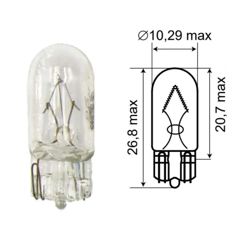 Лампа 12V W5W 5W SV8,5-8 Маяк 1 шт. картон 61205бц/10