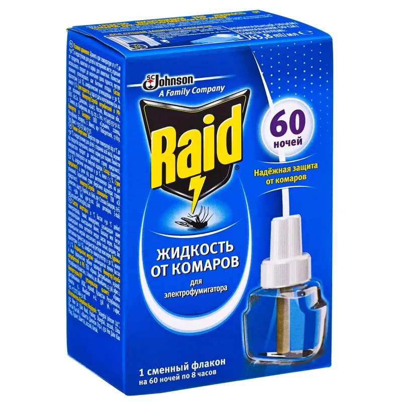 Средство от насекомых Raid жид-ть от комаров для фумиг на 60ноч Без запаха 1610722