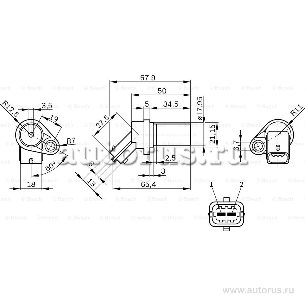 Датчик полож. коленвала IVECO,RVI,VOLVO,OPEL AGILA ASTRA CORSA MERIVA TIGRA 98 BOSCH 0261210151