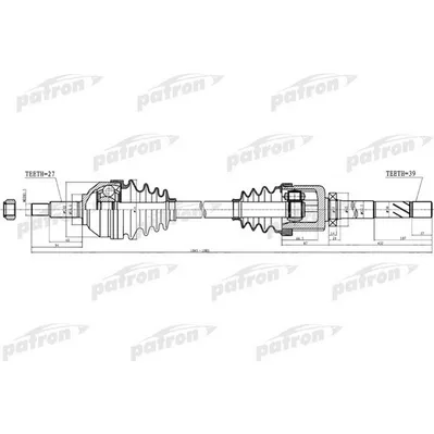 Полуось передняя 27x1045x56,6x39 OPEL: VIVARO 01- PATRON PDS0258