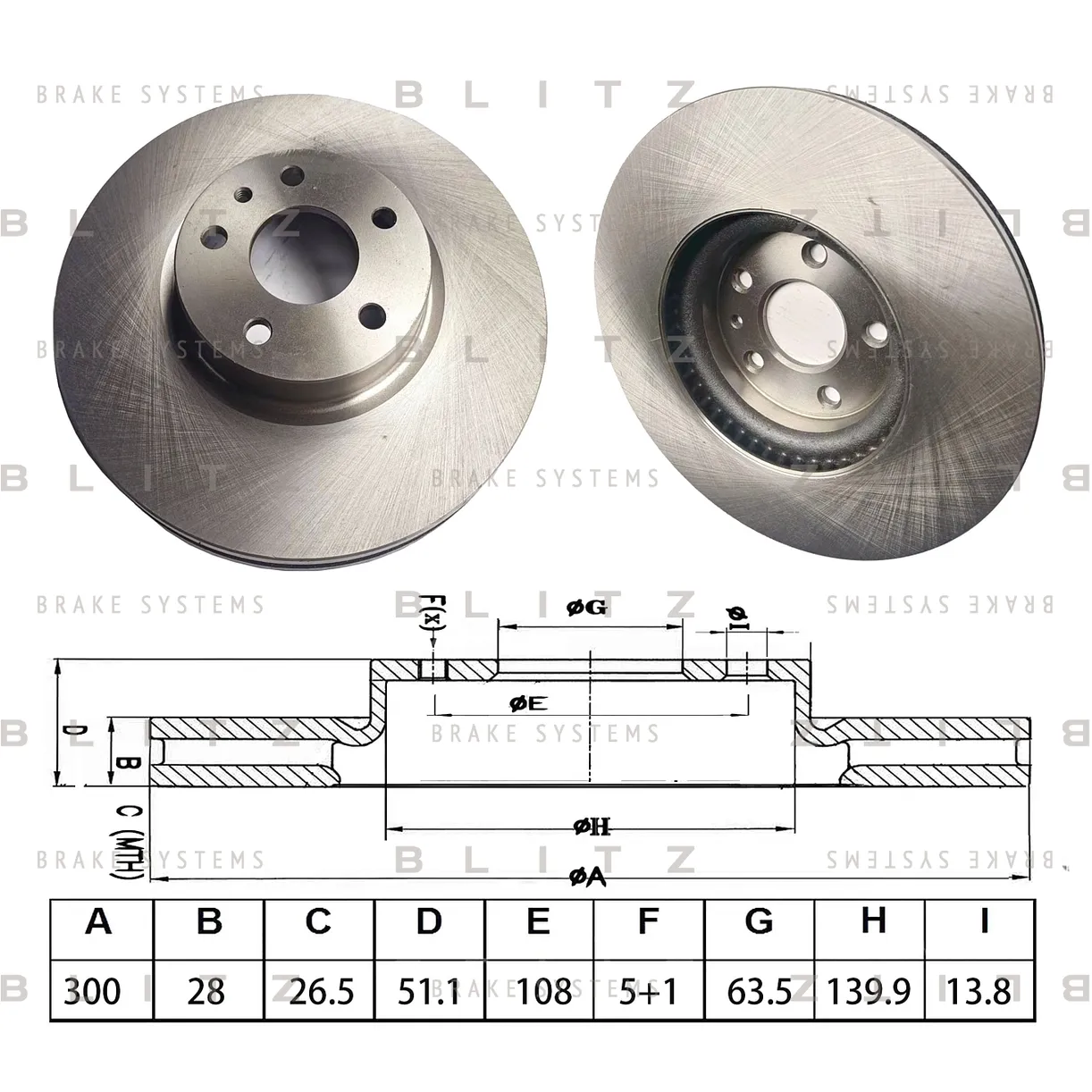 Диск тормозной передний вентилируемый FORD MONDEO 14-> BLITZ BS0596