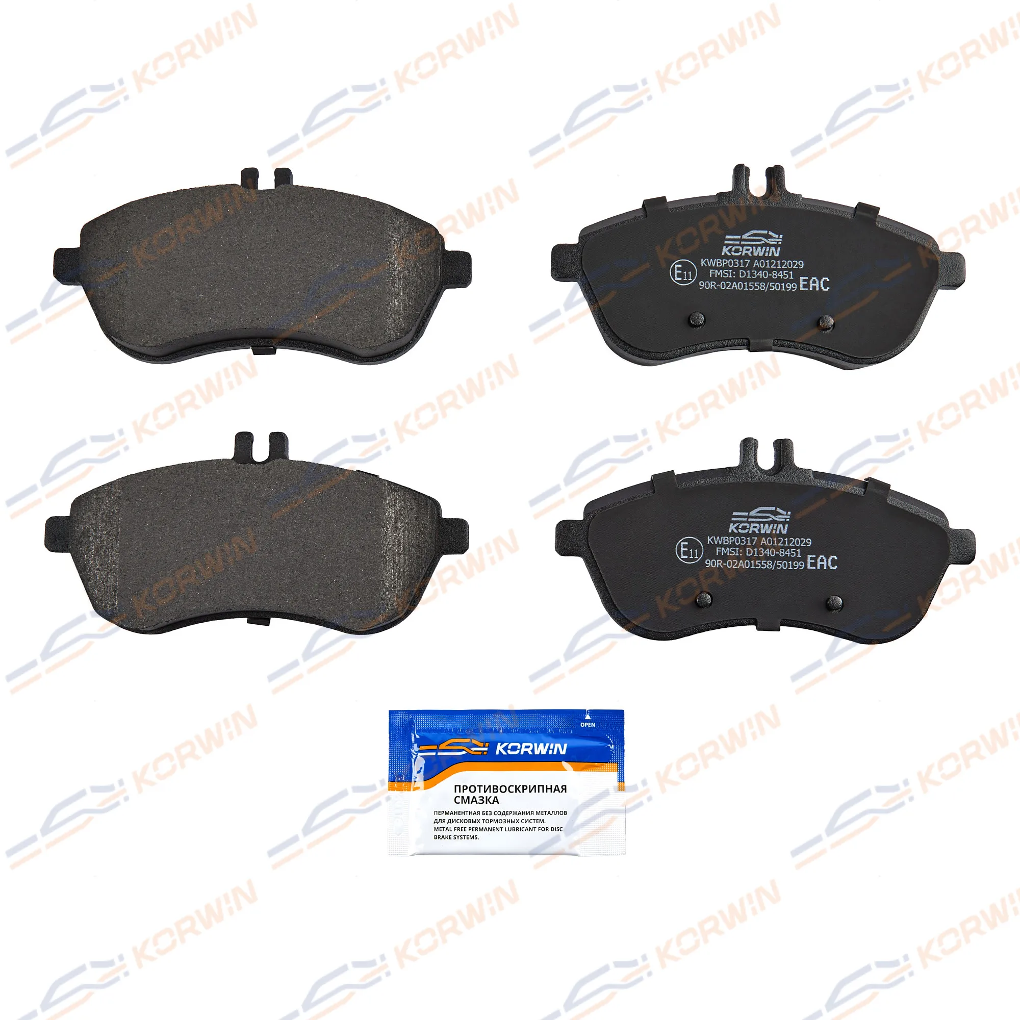 Колодки тормозные перед. Mercedes C-class (W204) 07-/E-class (W212) 09- KORWIN KWBP0317