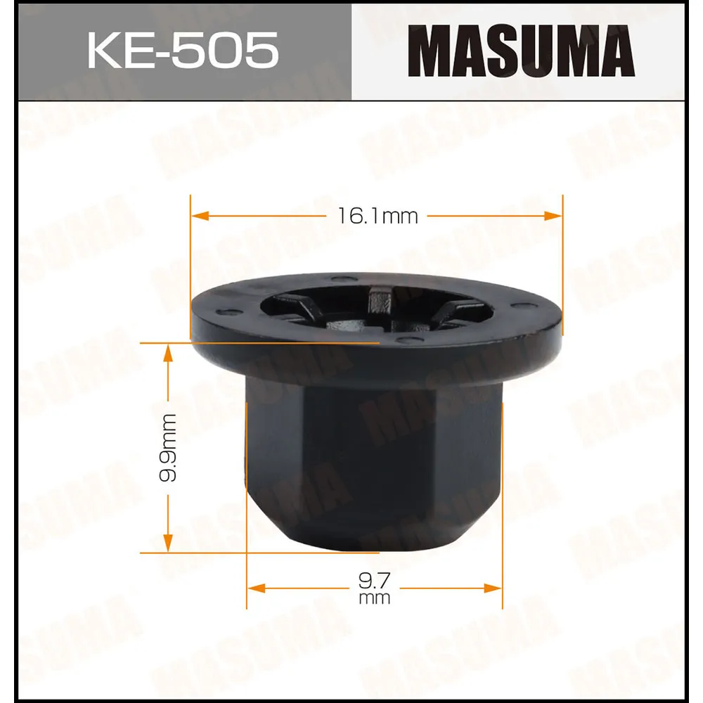 Клипса автомобильная (автокрепеж) уп. 50 шт., цена за 1 шт. MASUMA KE505