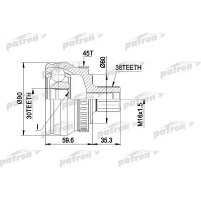 ШРУС наружн к-кт 38x59.5x30 ABS:45T AUDI: A4 2.6/2.6QUA PATRON PCV1377