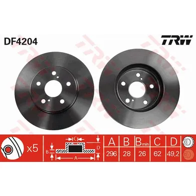 Диск тормозной передний TOYOTA CAMRY TRW DF4204