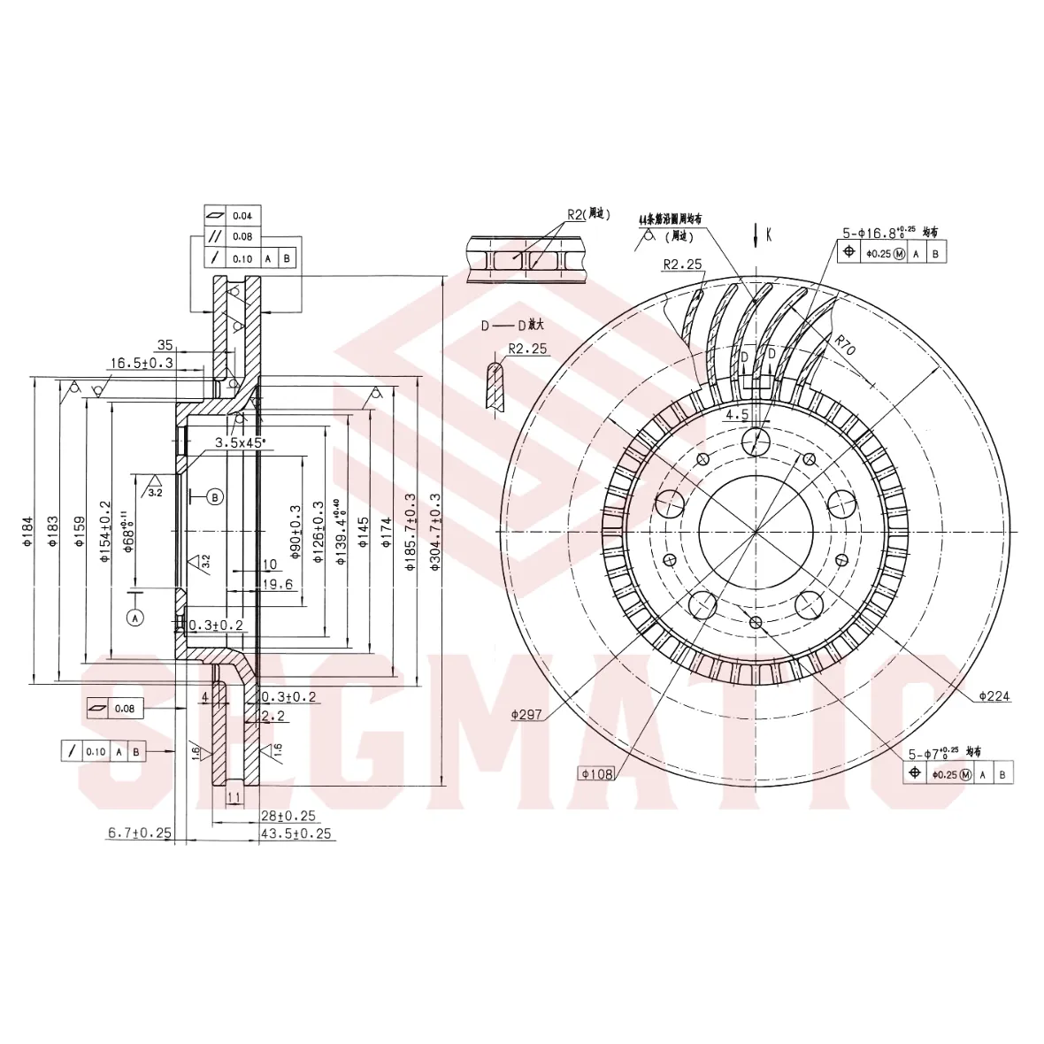 ДИСК ТОРМОЗНОЙ пер вент. Volvo S60 2000-2009-, Volvo S80 1998-2006-, Volvo V70 2000-2007- SEGMATIC SBD30093489