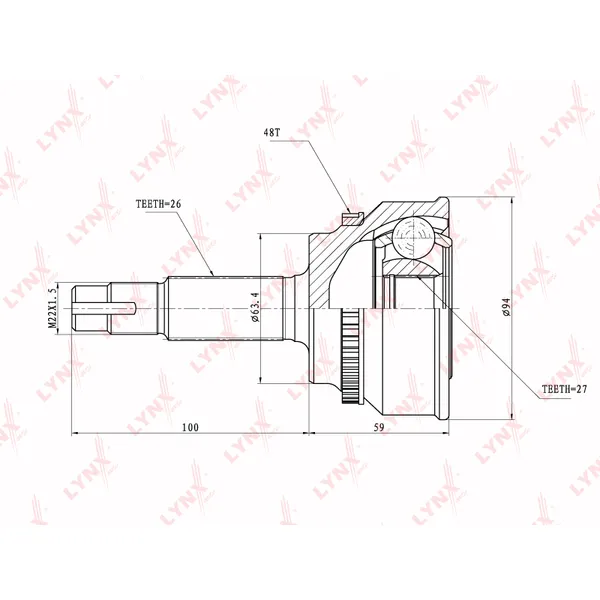 ШРУС наружный LYNXauto CO-7522A