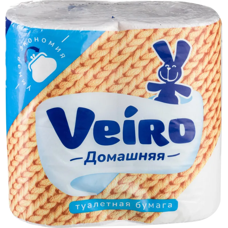 Бумага туалетная Veiro Домашняя 2-слойная белая (4 рулона в упаковке) Veiro Professional 536388