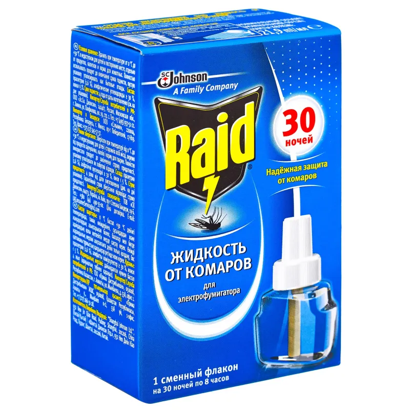 Средство от насекомых Raid жид-ть от комаров для фумиг на 30ноч Без запаха 1610721