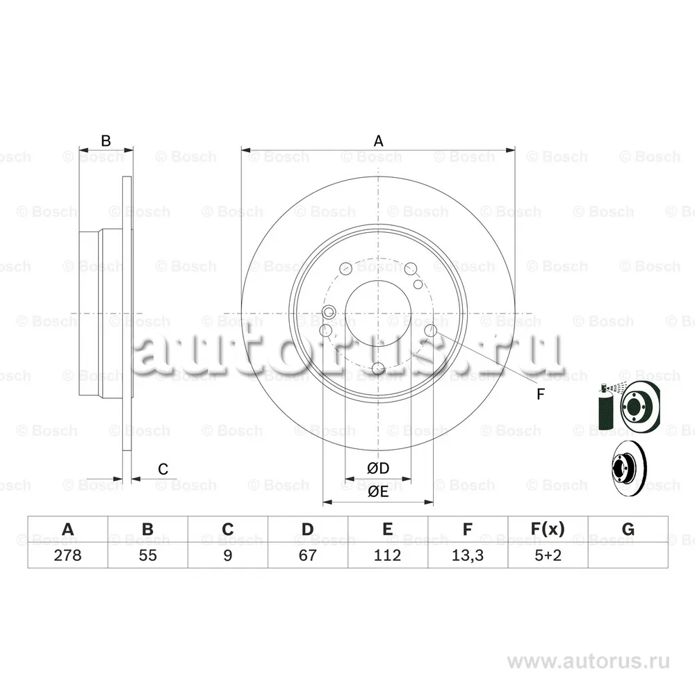 Диск тормозной задний BOSCH 0 986 478 325