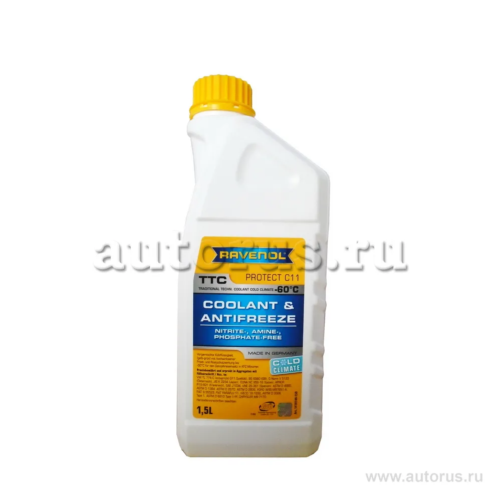 Антифриз готовый к прим. жёлтый RAVENOL TTC COLD CLIMATE -60C (1,5л) 1410140-150 (4014835841086)