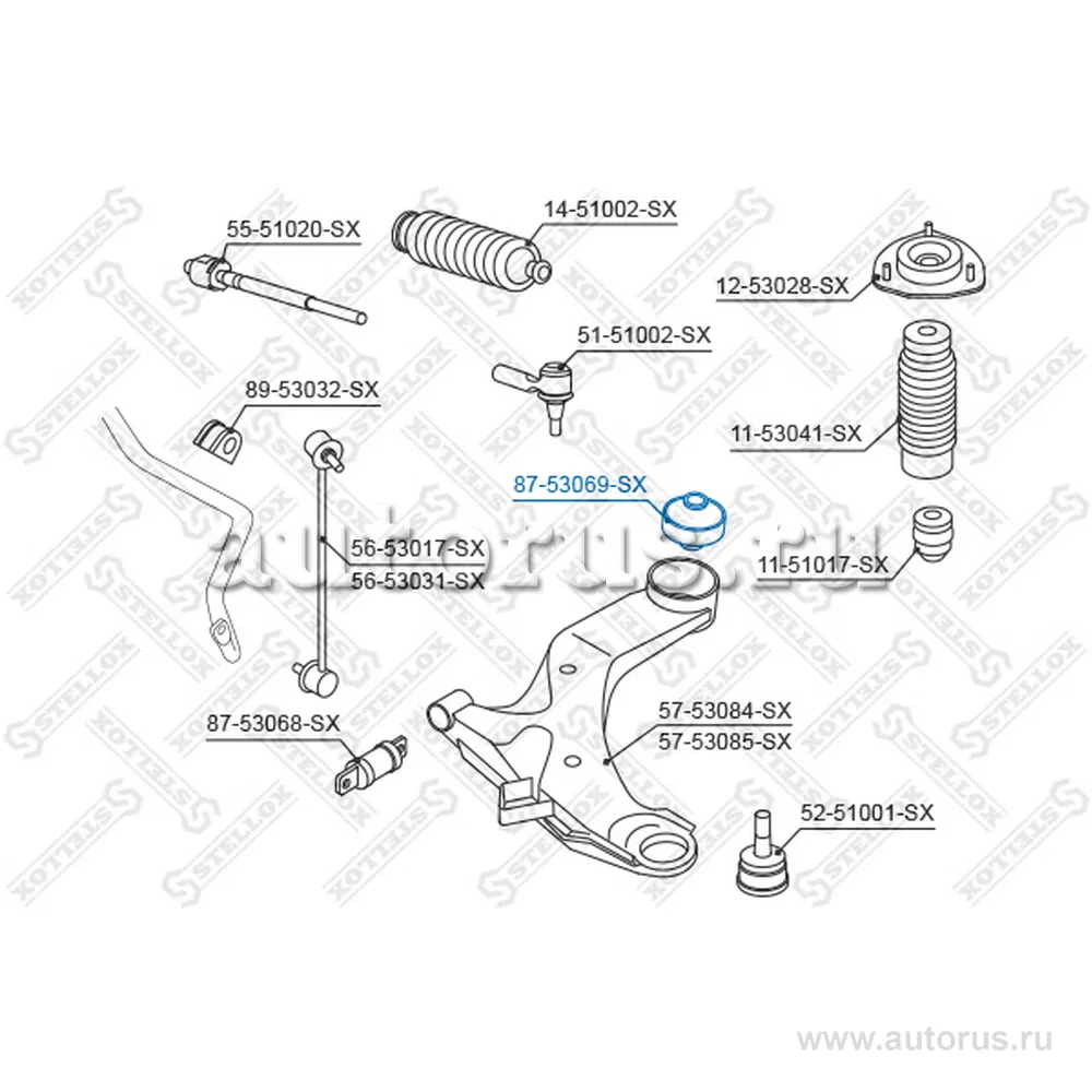 Сайлентблок рычага зад. KIA Cerato 04> STELLOX 87-53069-SX