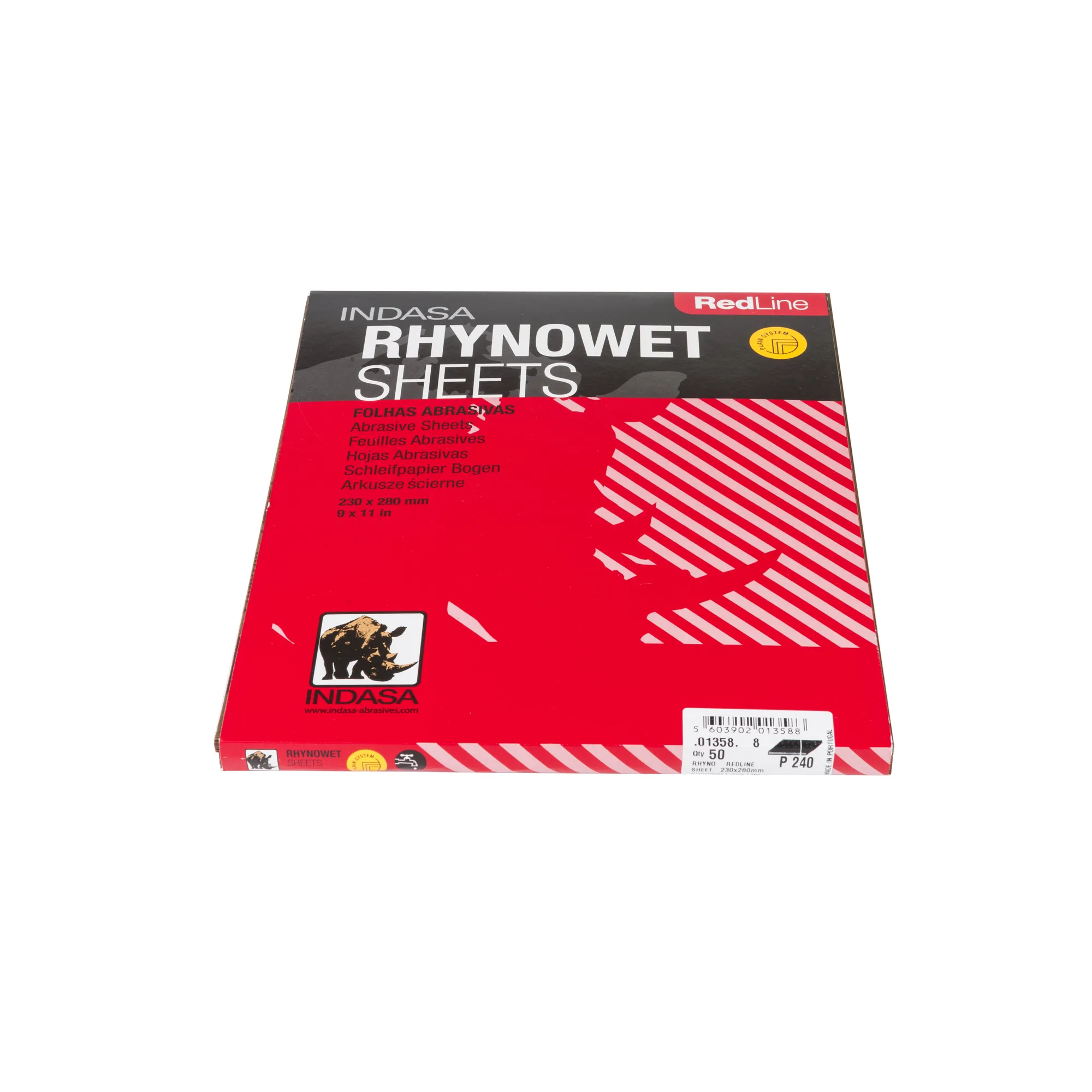 Лист (по мокрому) RHYNOWET 230 мм x280 мм Р240 Indasa 01358