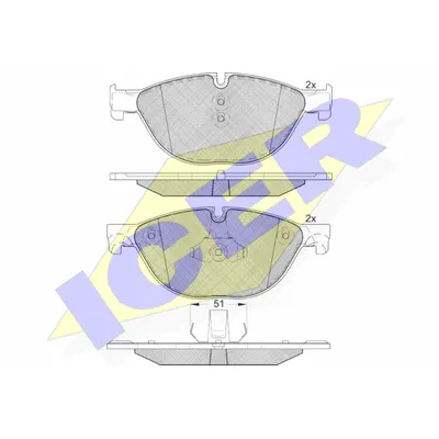 Колодки передние BMW 5-Serie(F10/F11)/7-Serie(F01/F02) 08-> ICER 181961
