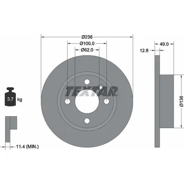 Диск тормозной передний стандартный SKODA TEXTAR 92090400