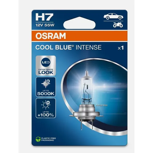 Автомобильная галогенная лампа OSRAM H7 12V 55W PX26d 5000К COOL BLUE INTENSE 64210CBN-1BL