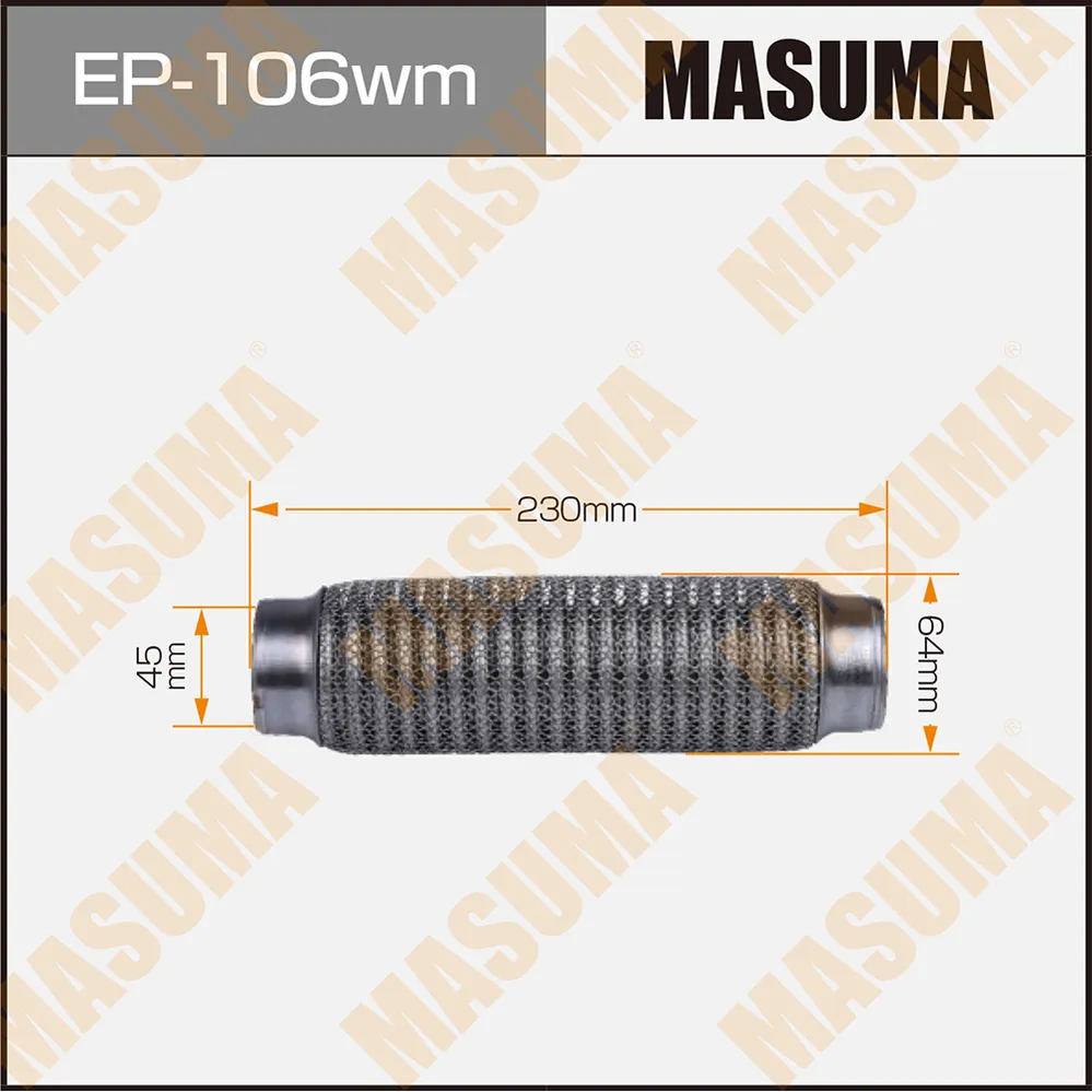 Гофра глушителя 3-х слойная 45х230 3-х слойная, wiremesh, interlock, 45х230 MASUMA EP-106wm