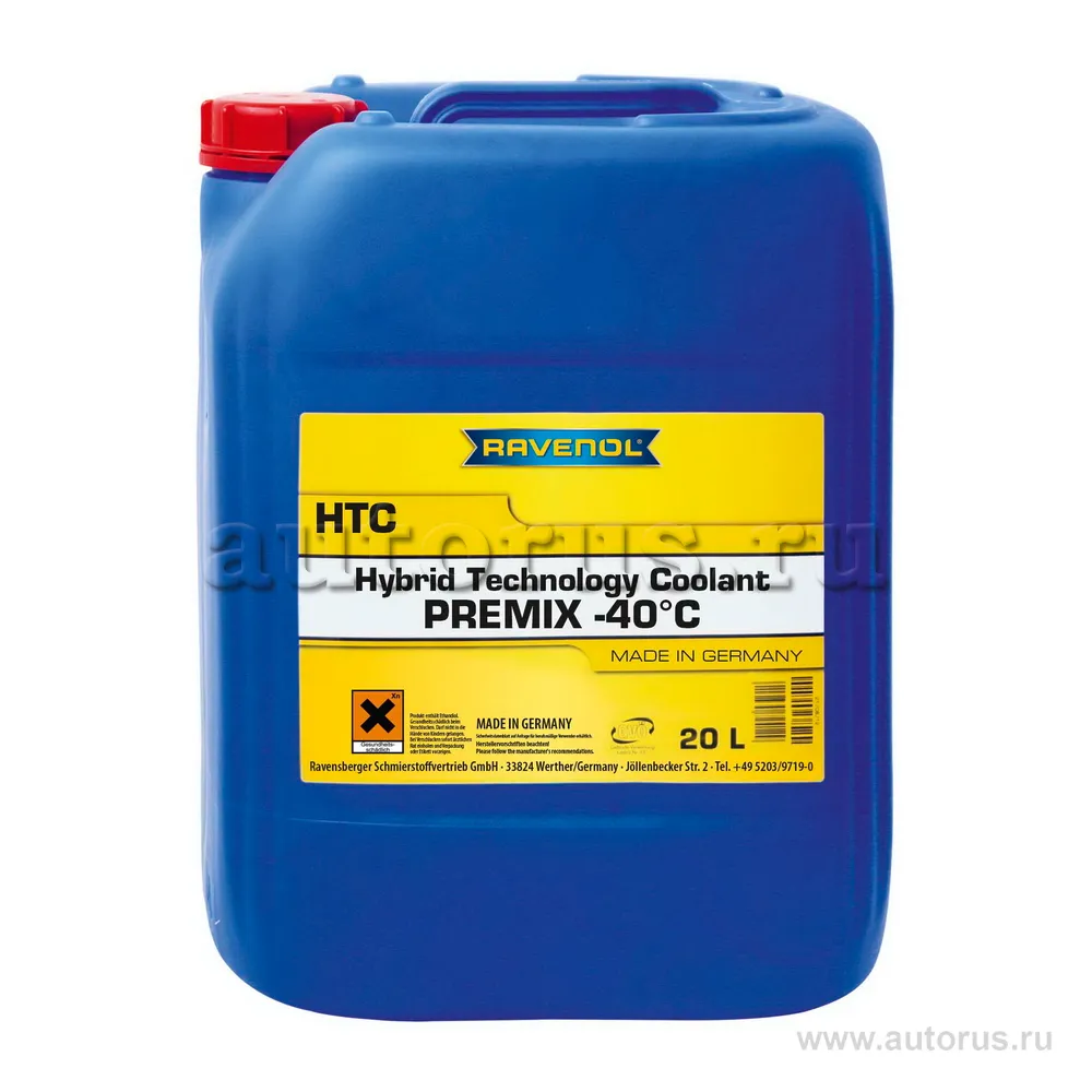 Антифриз готовый к прим. синий RAVENOL HTC Hybrid Techn.Coolant Premix -40C (20л) 1410121-020 (4014835755727)
