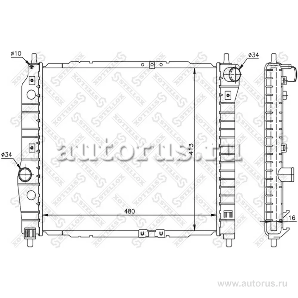 Радиатор системы охлаждения Chevrolet Aveo, Daewoo Kalos 1.2/1.4 0 STELLOX 10-25193-SX