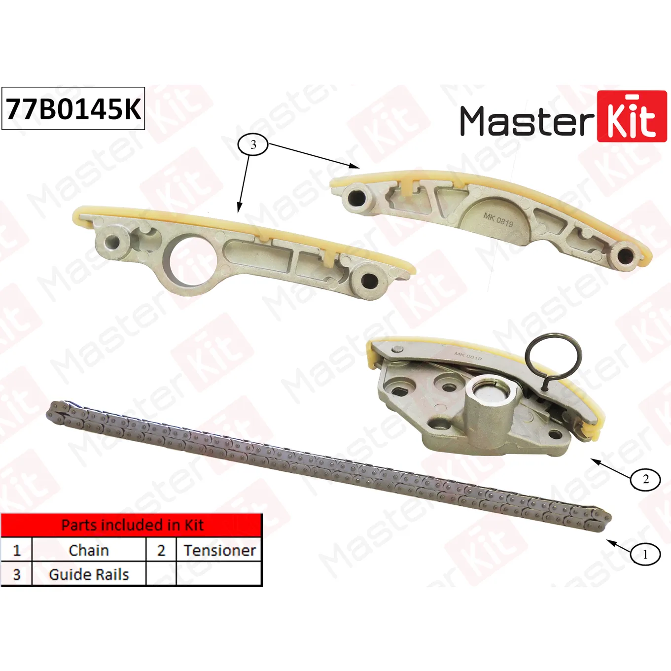 Комплект цепи ГРМ Audi Q5 3.0 TFSI CTUC/CTVA 12- (без звездочек) MASTERKIT 77B0145K