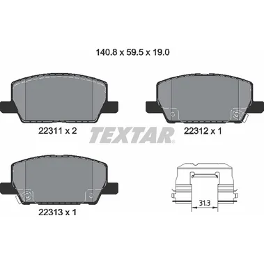 Колодки тормозные передние TEXTAR 2231102