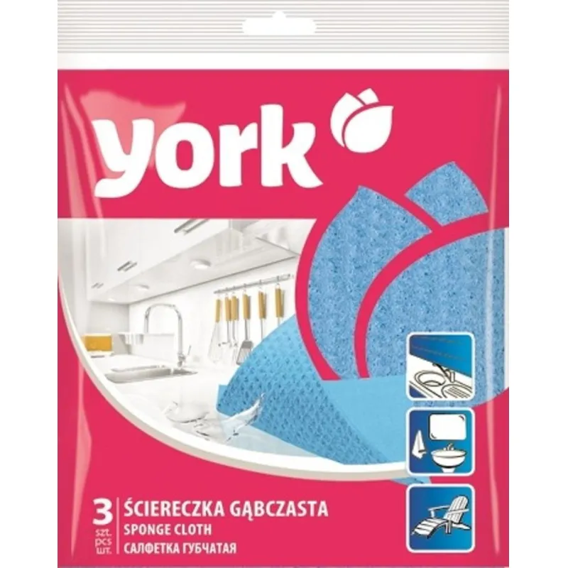 Салфетки хозяйственные губчатые YORK 3 шт/уп 739688