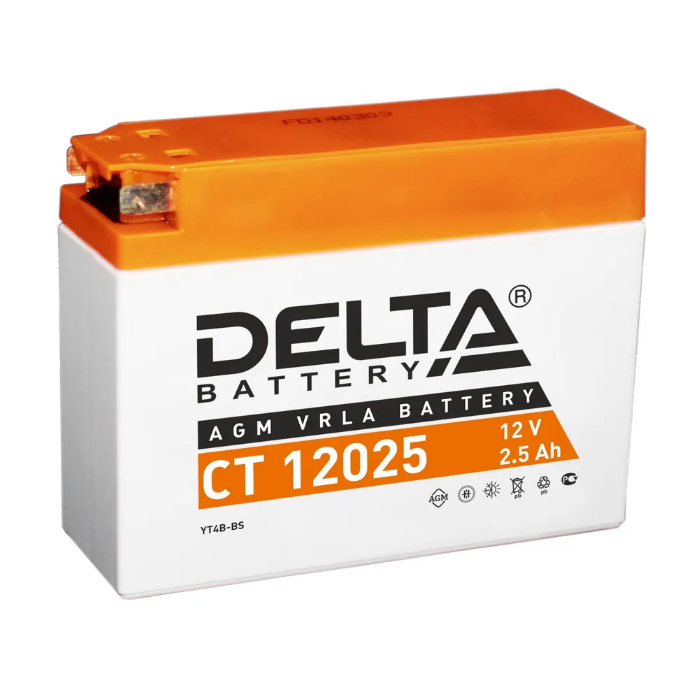 Аккумулятор DELTA Battery AGM 2 А/ч обратный R+ 114x39x87 мото EN 40 А