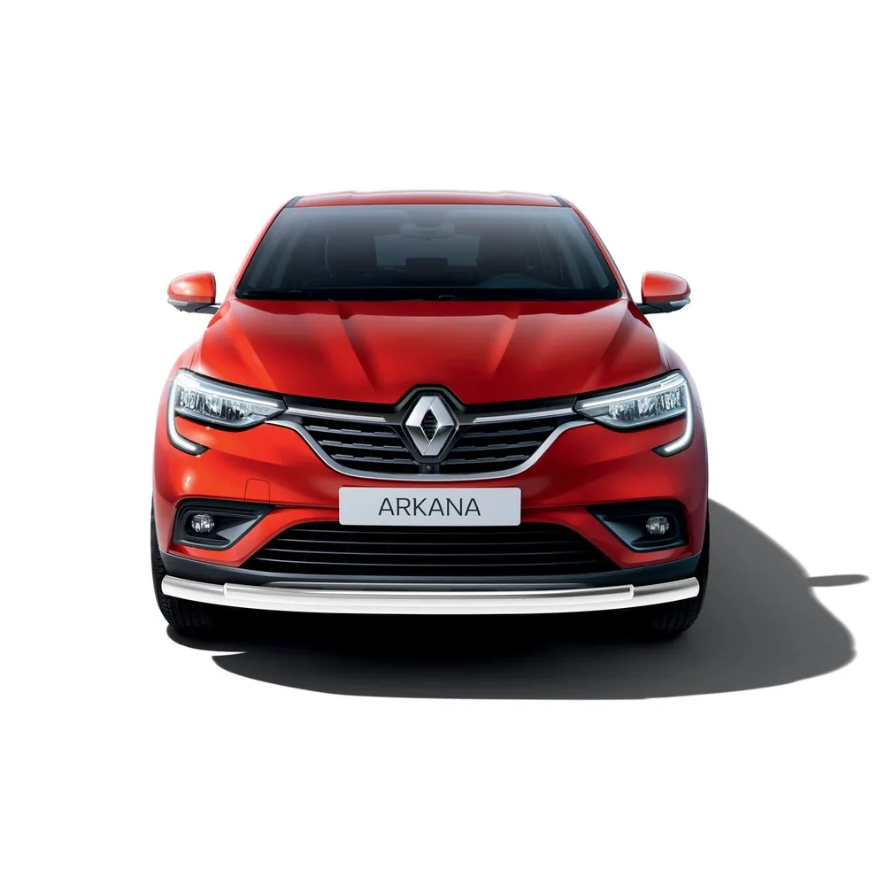 Защита переднего бампера d57+d42 Rival для Renault Arkana 2019-н.в., нерж. сталь, R.4705.001