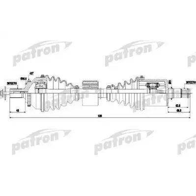 Полуось передняя левая 36X536X26 ABS: 48T VOLVO: S80 I 2,5 PATRON PDS0439