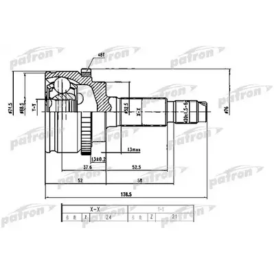 ШРУС наружный с кольцом ABS 24x52.5x21 ABS:48T HYUNDAI PATRON PCV1786