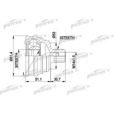 ШРУС наружн к-кт 33x53x30 AUDI: 80 PATRON PCV1066