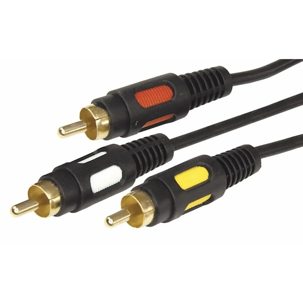 Шнур 3 RCA - 3 RCA, длина 3 метра, черный (GOLD) REXANT 17-0214