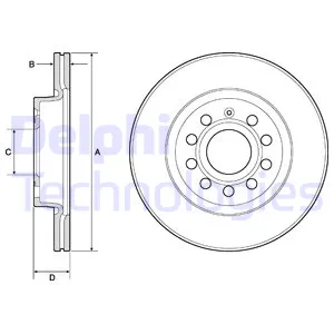 Диск тормозной передний VAG+SKODA ALL 03-> /VENT D=280MM DELPHI BG3832C