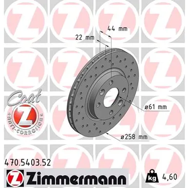 Диск тормозной передний ZIMMERMANN 470.5403.52
